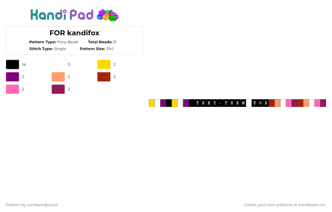 FOR kandifox - Pony Bead Pattern by deleted_user_452524 on Kandi Pad - pink