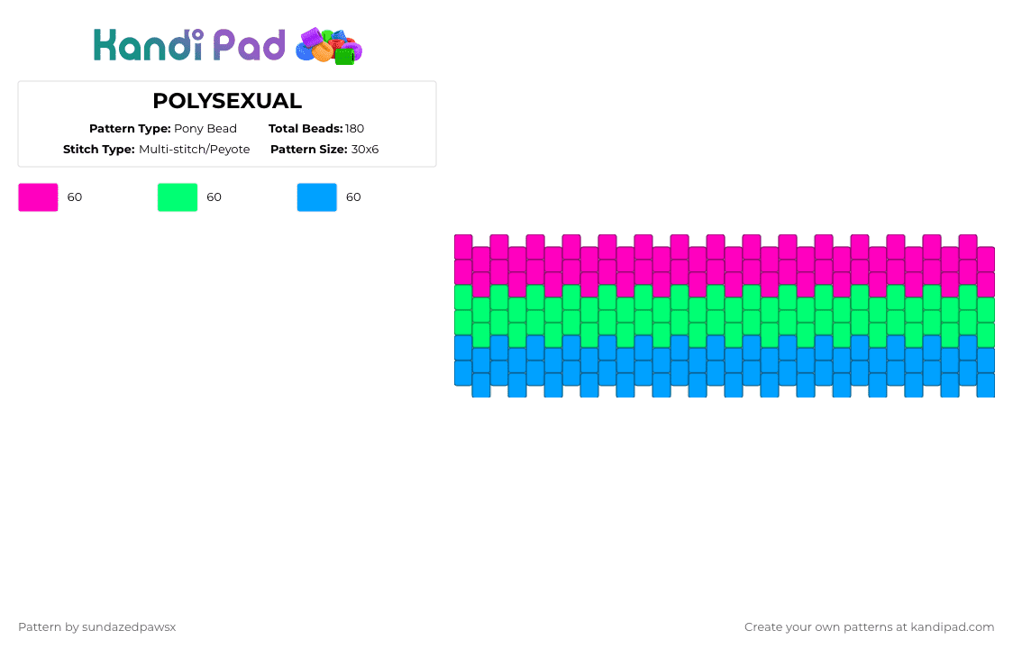 POLYSEXUAL - Pony Bead Pattern by deleted_user_452524 on Kandi Pad - pink,teal,light blue