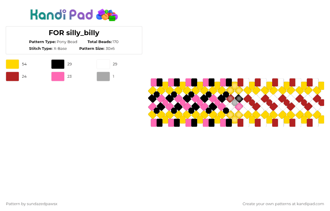 FOR silly_billy - Pony Bead Pattern by deleted_user_452524 on Kandi Pad - yellow