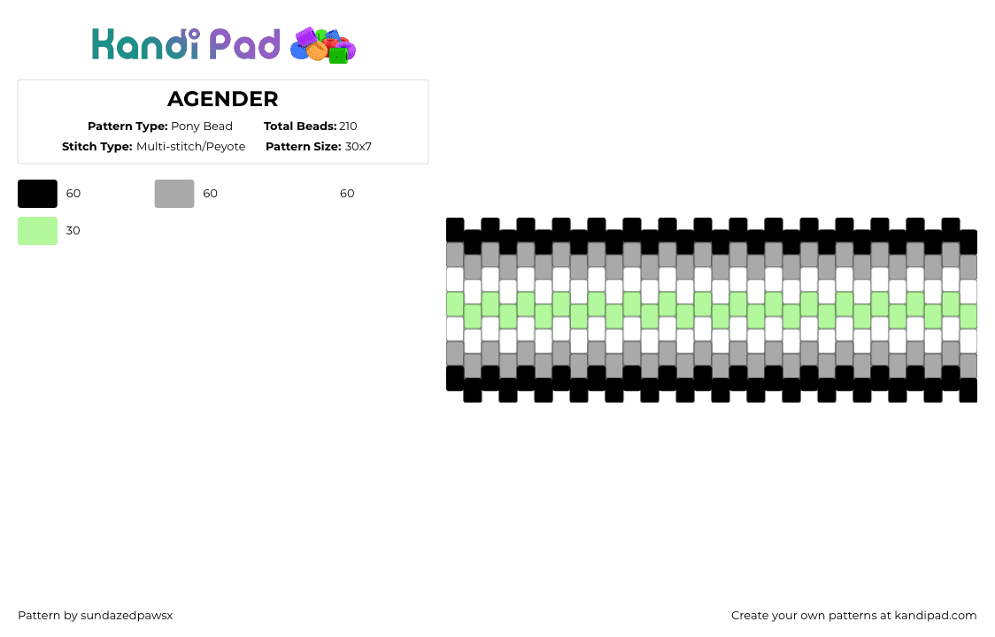 AGENDER - Pony Bead Pattern by deleted_user_452524 on Kandi Pad - beige, yellow
