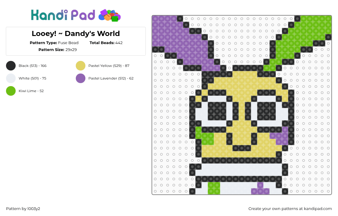 Looey! ~ Dandy\'s World - Fuse Bead Pattern by d4ndy5w0rldf4n on Kandi Pad - yellow