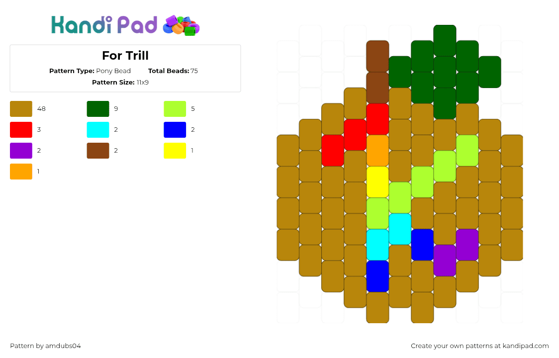 For Trill - Pony Bead Pattern by amdubs04 on Kandi Pad - gold,green