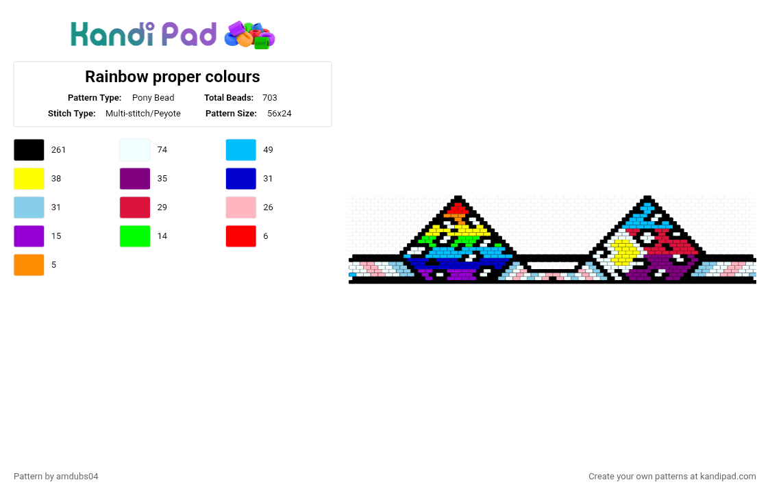 Rainbow, trans, polyamory flags bikini - Pony Bead Pattern by apdubs04 on Kandi Pad - black,light blue,pink,purple,colorful
