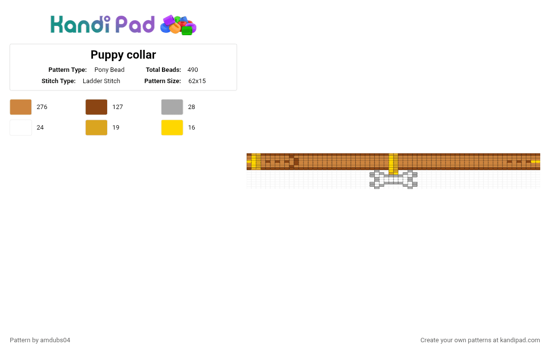 Puppy collar - Pony Bead Pattern by apdubs04 on Kandi Pad - red,orange
