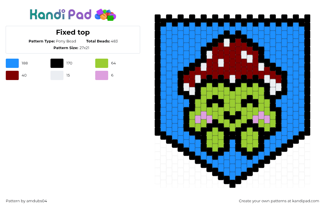 Fixed top - Pony Bead Pattern by amdubs04 on Kandi Pad - light blue