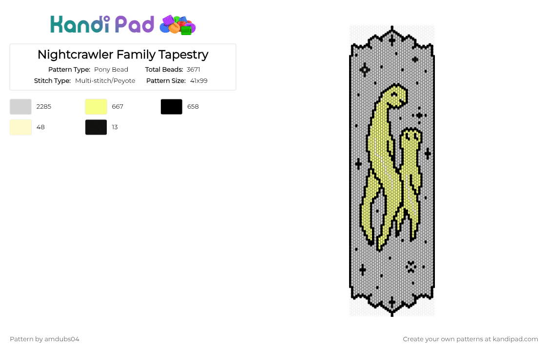 Nightcrawler Family Tapestry - Pony Bead Pattern by apdubs04 on Kandi Pad - cryptid, family, monster, nightcrawler, tapestry, white