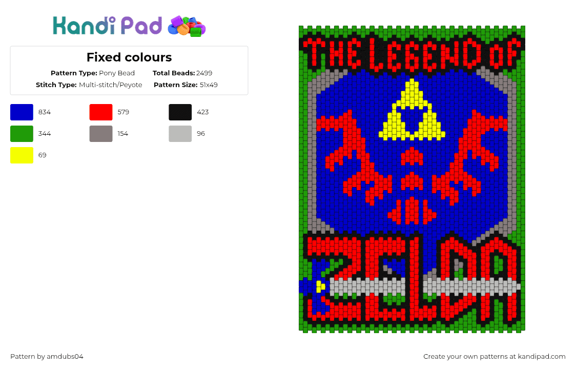 Fixed colours - Pony Bead Pattern by amdubs04 on Kandi Pad - red,green,purple