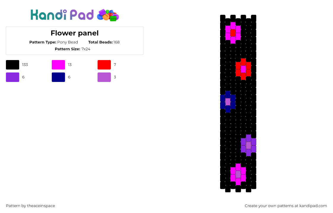 Flower panel Pony Bead Pattern - Kandi Pad | Kandi Patterns, Fuse Bead ...