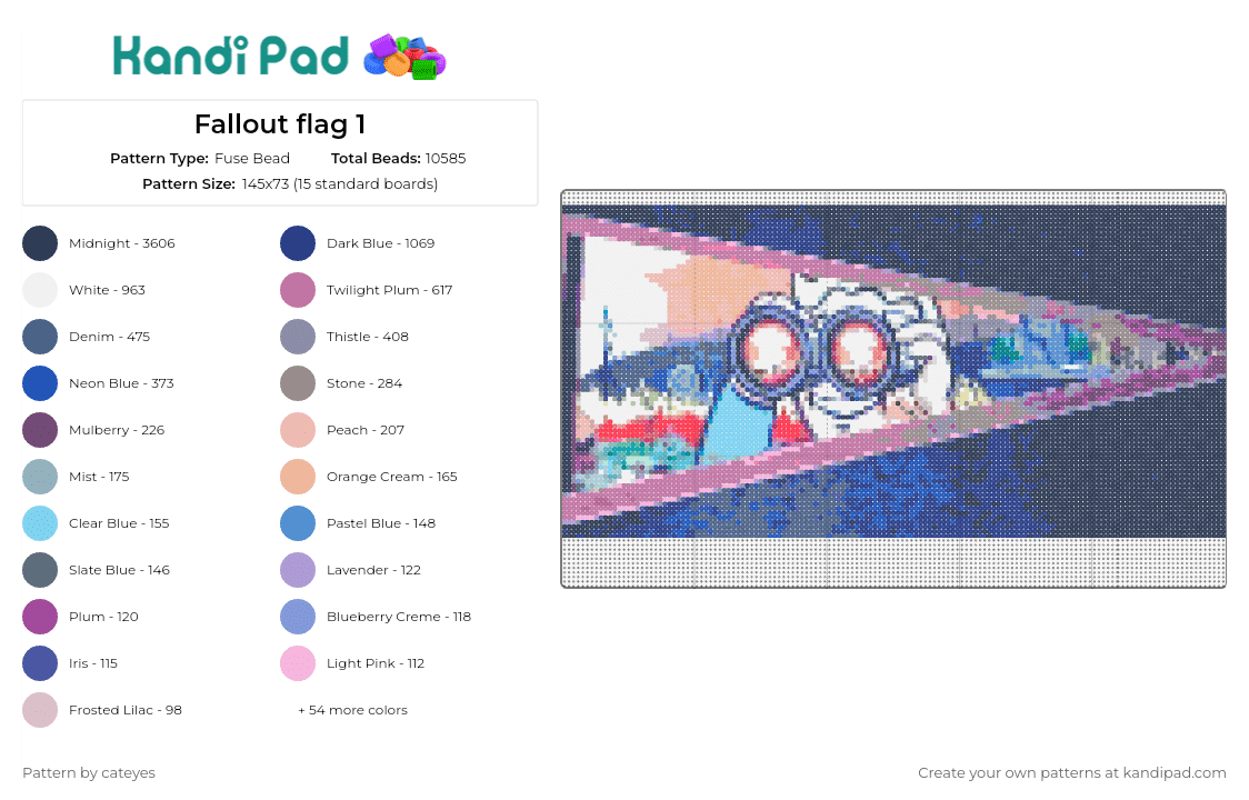 Fallout flag 1 - Fuse Bead Pattern by cateyes on Kandi Pad - fallout,flag,binoculars,video game,purple,blue