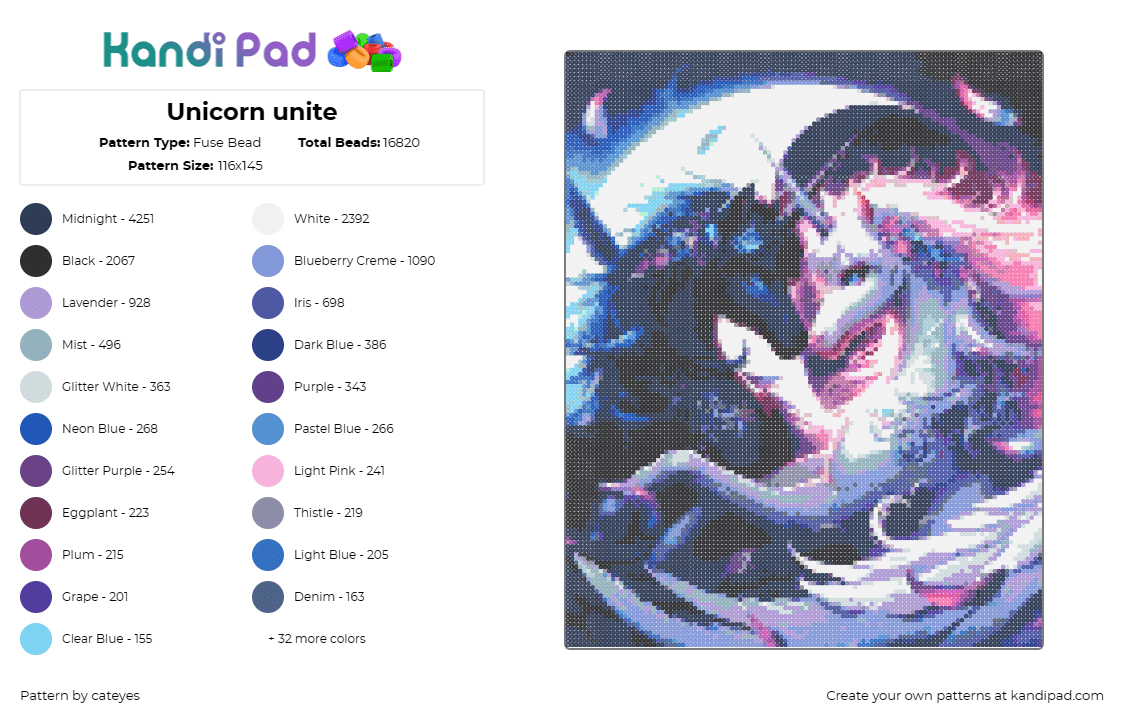 Unicorn unite - Fuse Bead Pattern by cateyes on Kandi Pad - unicorns,yin yang,fantasy,zen,majestic,mythological,black,white