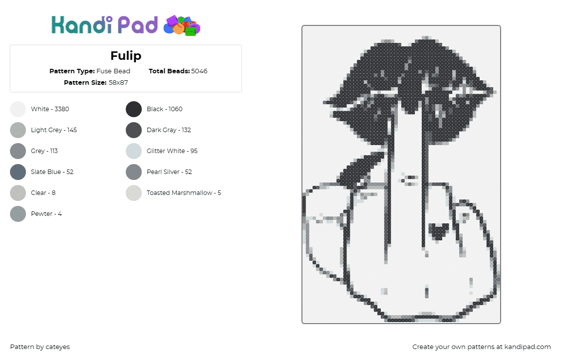 Fulip - Fuse Bead Pattern by cateyes on Kandi Pad - middle finger,lips,hand,kiss,nsfw,outline,black