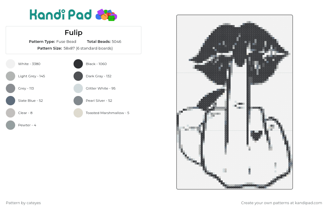 Fulip - Fuse Bead Pattern by cateyes on Kandi Pad - middle finger,lips,hand,kiss,nsfw,outline,black