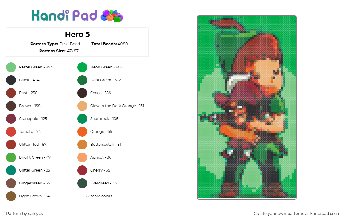 Hero 5 - Fuse Bead Pattern by cateyes on Kandi Pad - peter pan,captain hook,animated,story,movie,adventure,hero,nemesis,timeless,gree