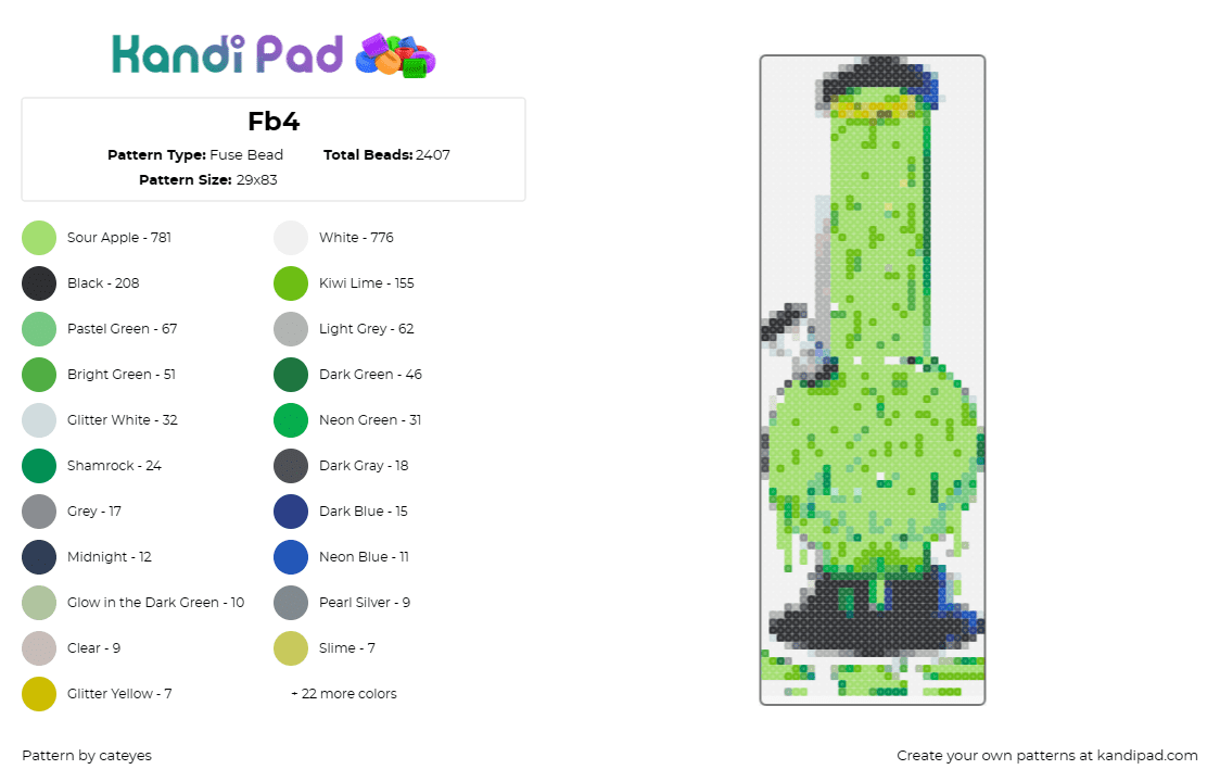 Fb4 - Fuse Bead Pattern by cateyes on Kandi Pad - bong,drippy,weed,acid,slime,smoke,drugs,nsfw,green