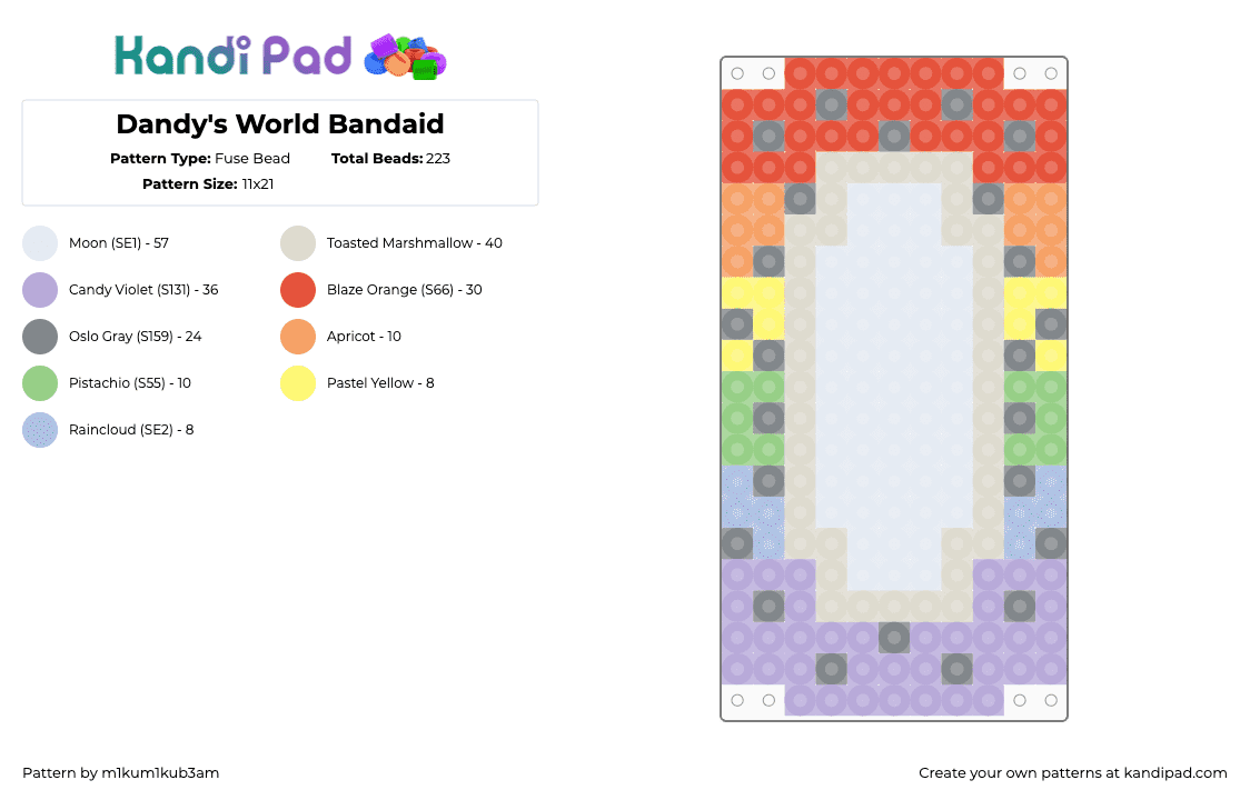 Dandy\'s World Bandaid - Fuse Bead Pattern by m1kum1kub3am on Kandi Pad - beige,red,gray,pink