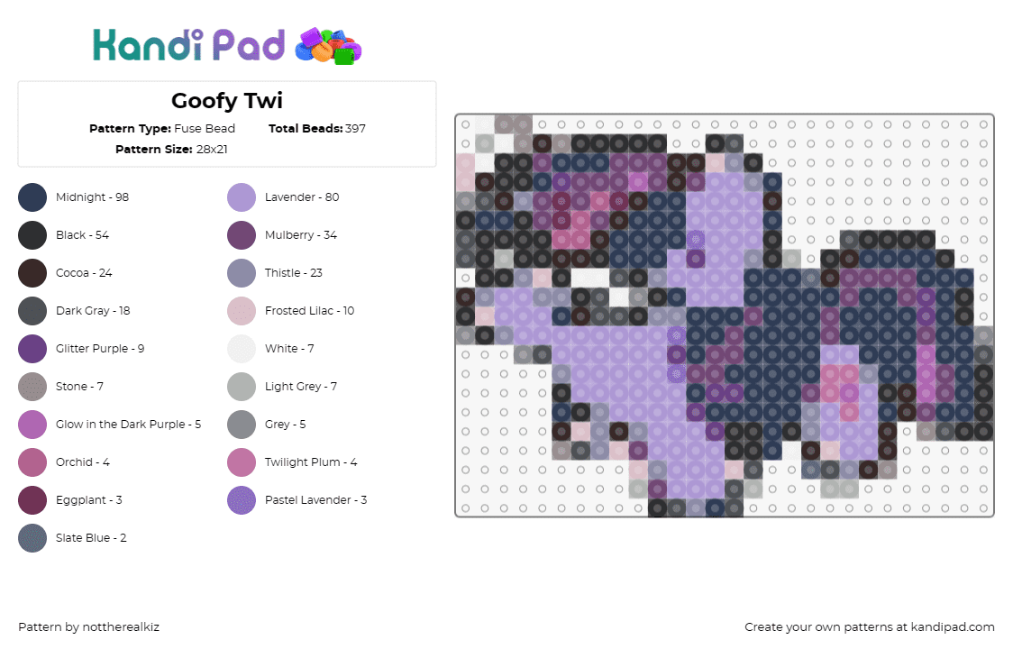 Goofy Twi - Fuse Bead Pattern by nottherealkiz on Kandi Pad - twilight sparkle,my little pony,playful,series,piece,gift,purple