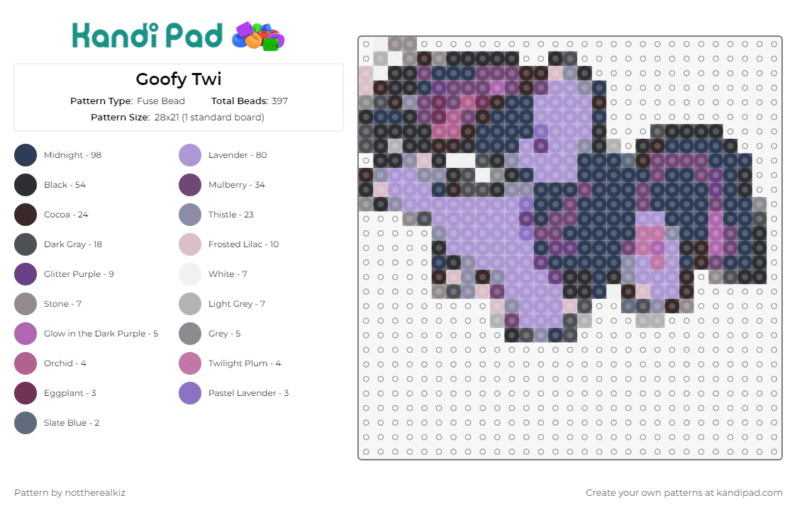 Goofy Twi - Fuse Bead Pattern by nottherealkiz on Kandi Pad - twilight sparkle,my little pony,playful,series,fans,charming,piece,gift,purple