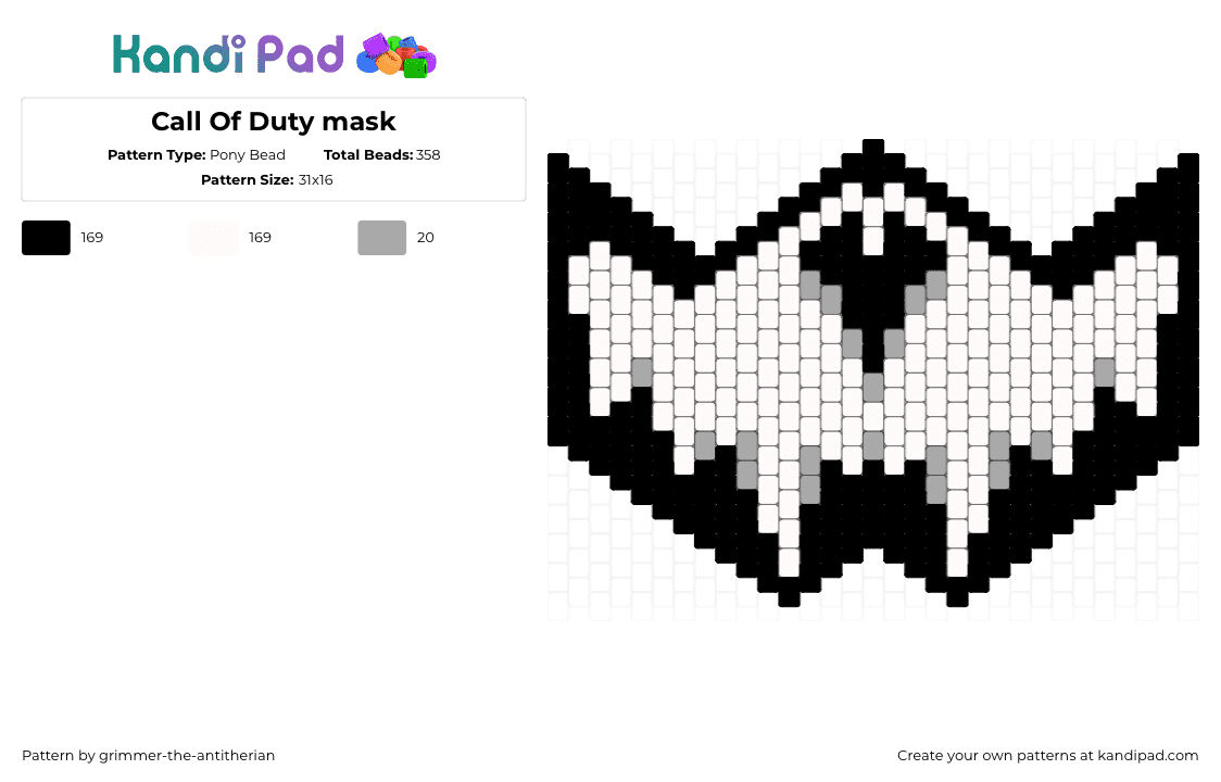 Call Of Duty mask - Pony Bead Pattern by grimmer-the-antitherian on Kandi Pad - white