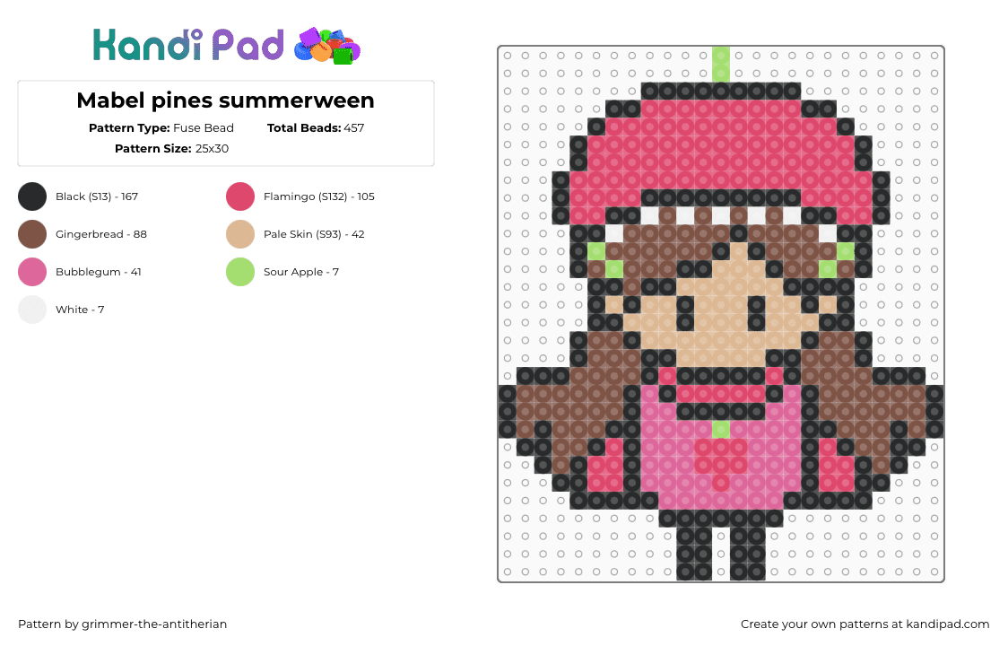 Mabel pines summerween - Fuse Bead Pattern by grimmer-the-antitherian on Kandi Pad - red,tan