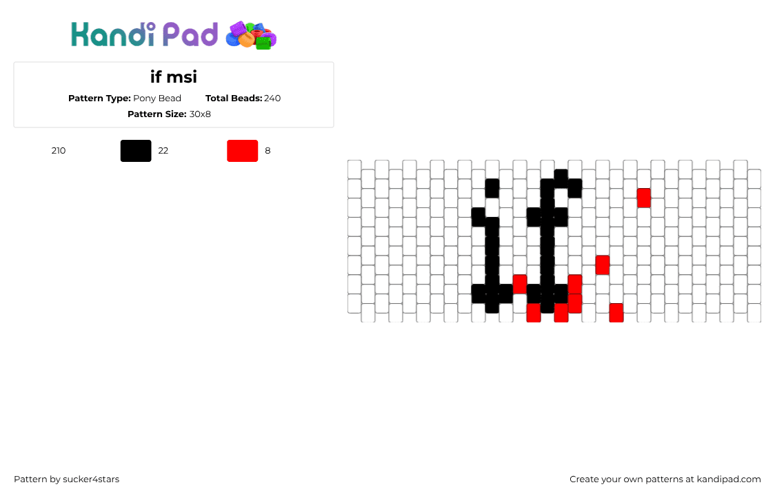 if msi - Pony Bead Pattern by sucker4stars on Kandi Pad - white