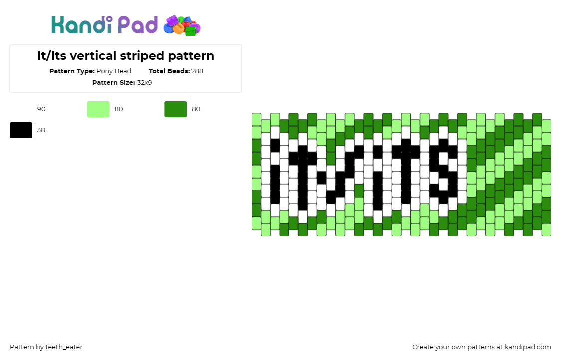 It/Its vertical striped pattern - Pony Bead Pattern by teeth_eater on Kandi Pad - pronouns,diagonal,stripes,cuff,identity,expression,personalized,statement,white,