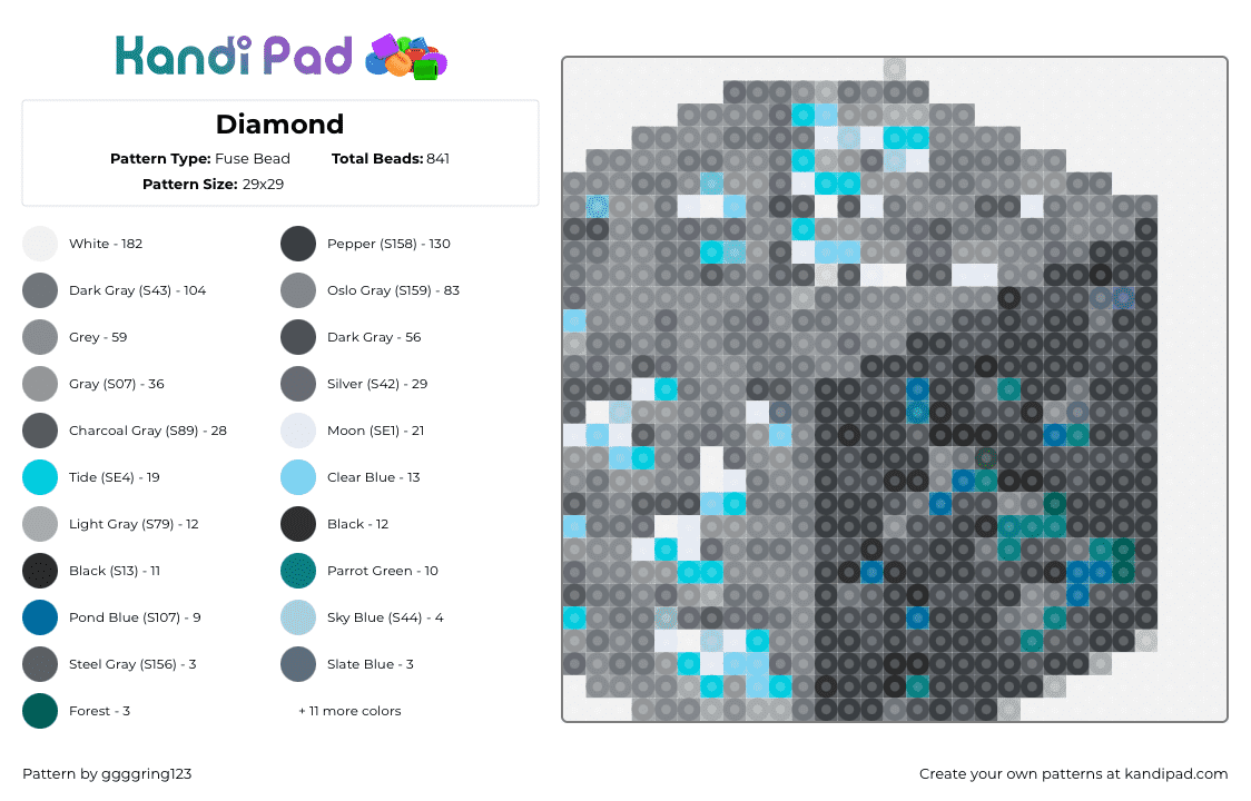 Minecraft Diamond Ore Pixel Art Grid