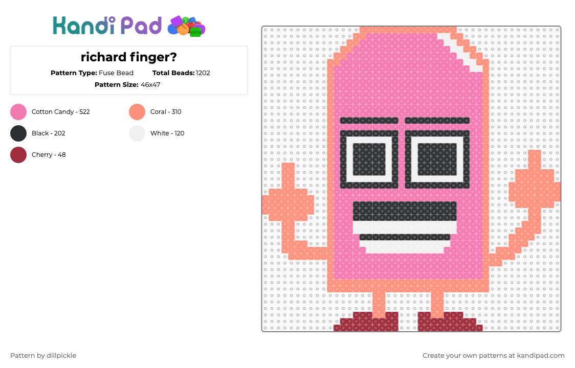 richard finger? - Fuse Bead Pattern by dillpickle on Kandi Pad - orange,pink