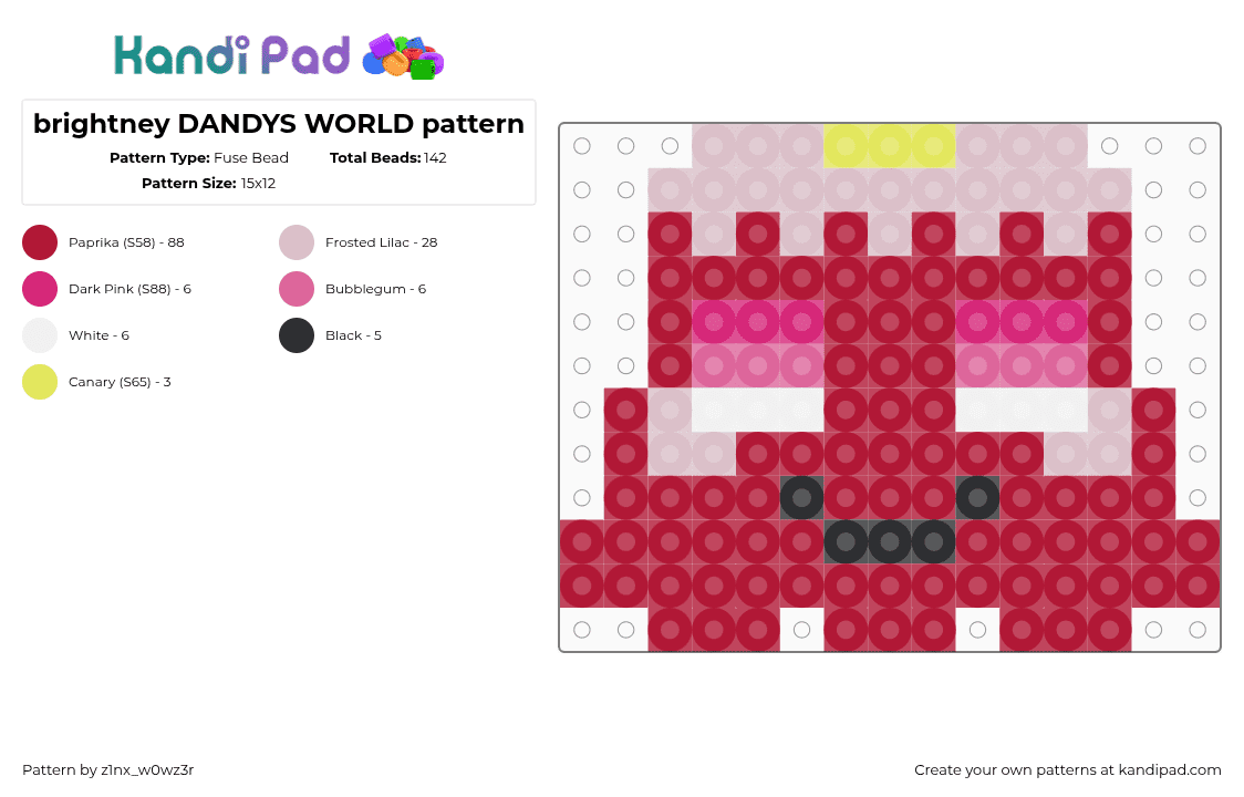 brightney DANDYS WORLD pattern - Fuse Bead Pattern by z1nx_w0wz3r on Kandi Pad - red