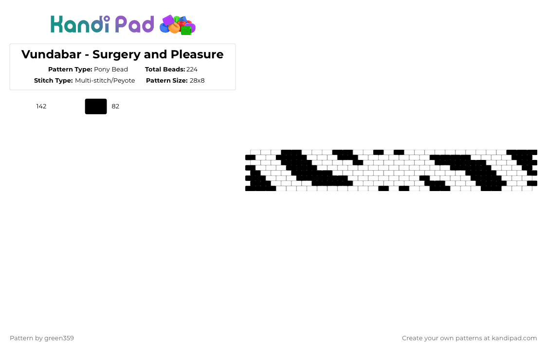 Vundabar - Surgery and Pleasure - Pony Bead Pattern by green359 on Kandi Pad - white,black,vundabar,music,album,surgery and pleasure