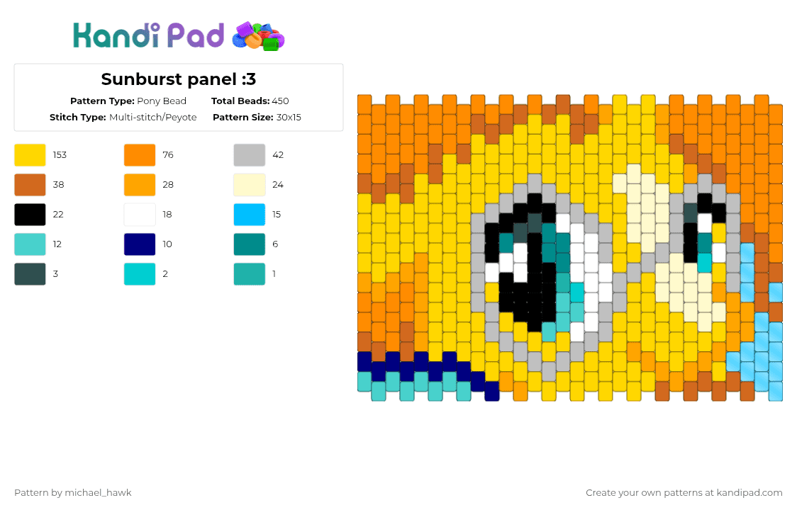 Sunburst panel :3 - Pony Bead Pattern by michael_hawk on Kandi Pad - orange,yellow,mlp,sunburst,pony,my little pony