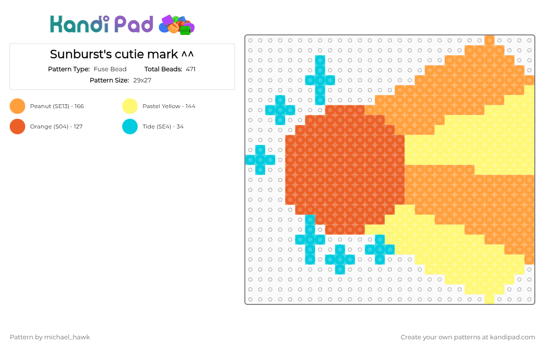Sunburst\'s cutie mark ^^ - Fuse Bead Pattern by michael_hawk on Kandi Pad - orange