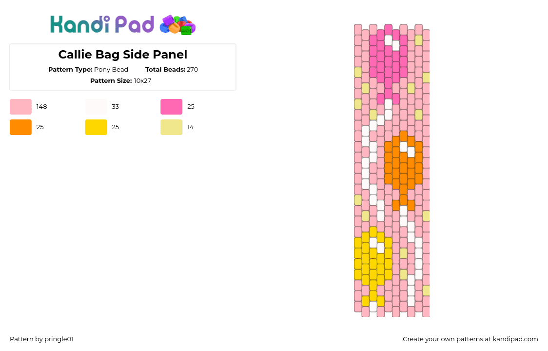 Callie Bag Side Panel - Pony Bead Pattern by pringle01 on Kandi Pad - pink,kandi