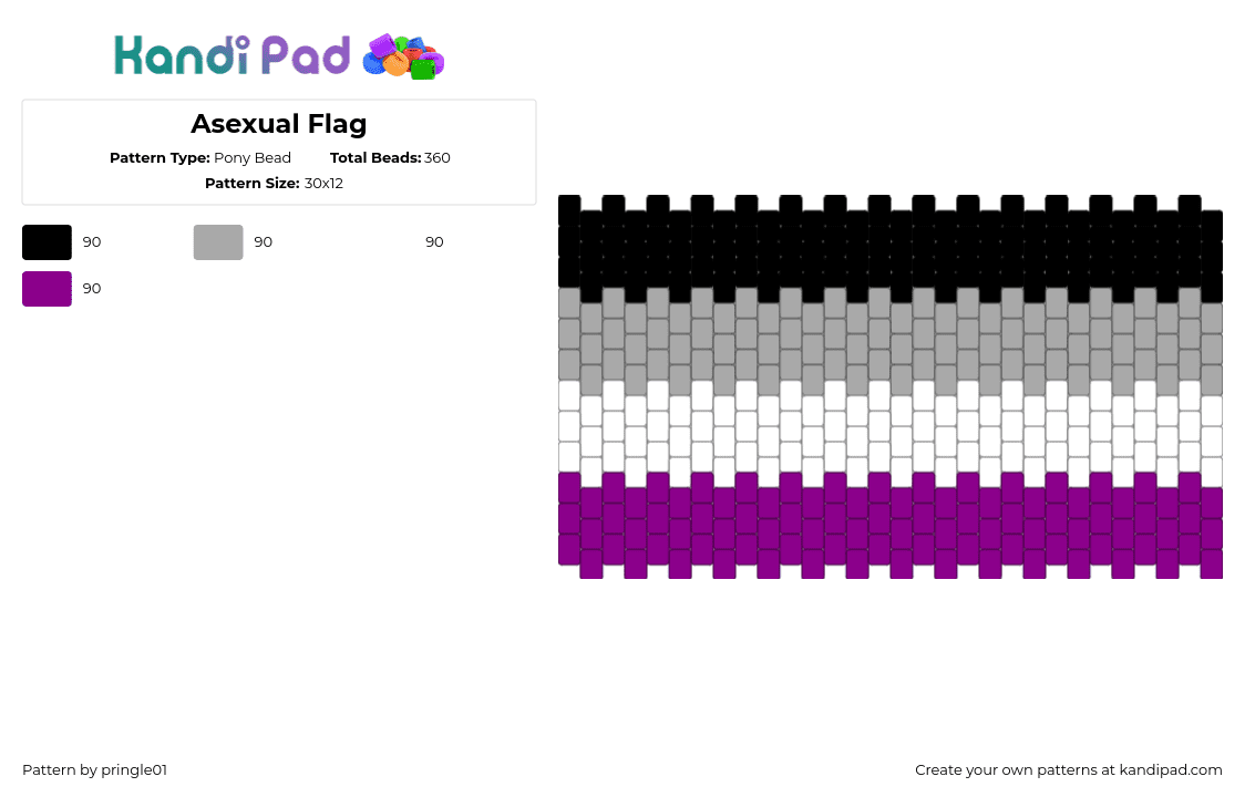 Asexual Flag - Pony Bead Pattern by pringle01 on Kandi Pad - beige,pink,kandi,pride