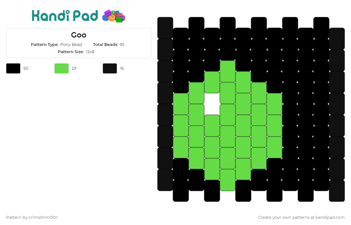Goo - Pony Bead Pattern by cr1ms0nm00n on Kandi Pad - goo,charm,green,pop of color,black
