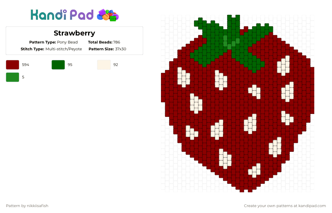 Strawberry - Pony Bead Pattern by nikkiisafish on Kandi Pad - red