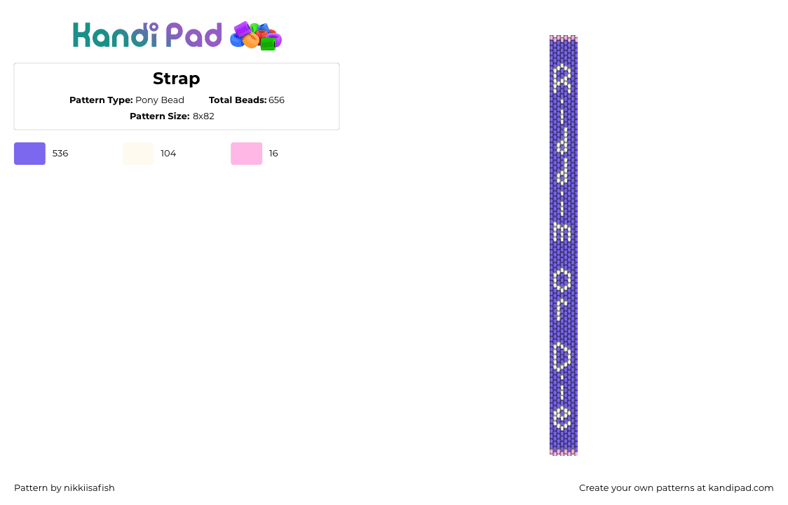 Strap - Pony Bead Pattern by nikkiisafish on Kandi Pad - blue