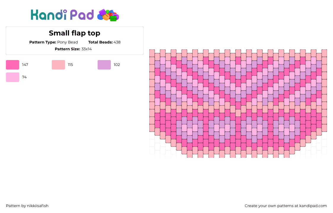 Small flap top - Pony Bead Pattern by nikkiisafish on Kandi Pad - pink
