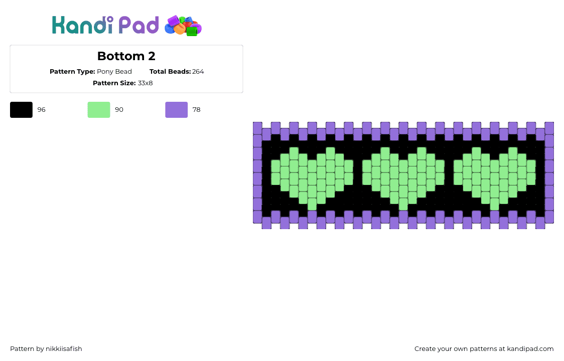 Bottom 2 - Pony Bead Pattern by nikkiisafish on Kandi Pad - purple,teal