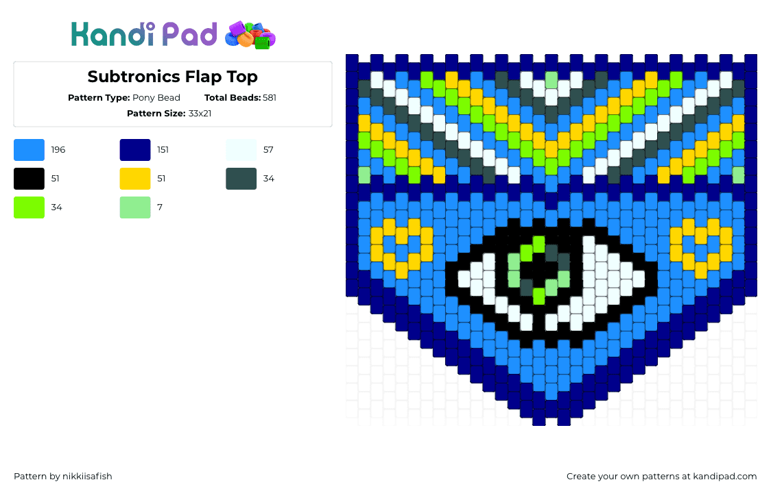 Subtronics Flap Top - Pony Bead Pattern by nikkiisafish on Kandi Pad - purple,light blue