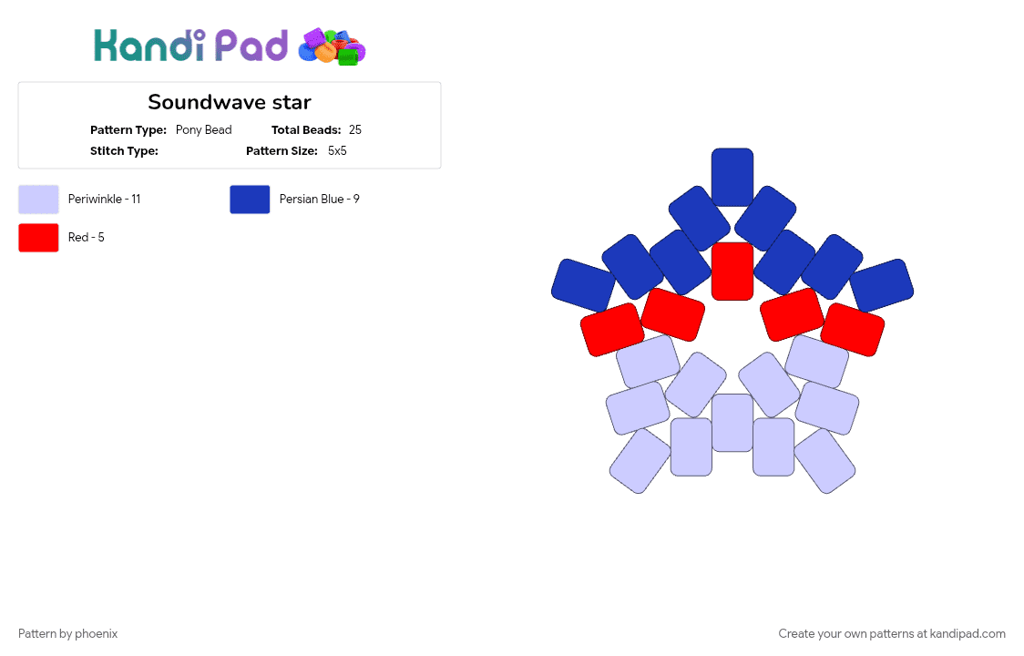 Soundwave star - Pony Bead Pattern by phoenix on Kandi Pad - blue, cybertron, decepticon, pink, purple, red, soundwave, transformers, transformers g1, wavewave