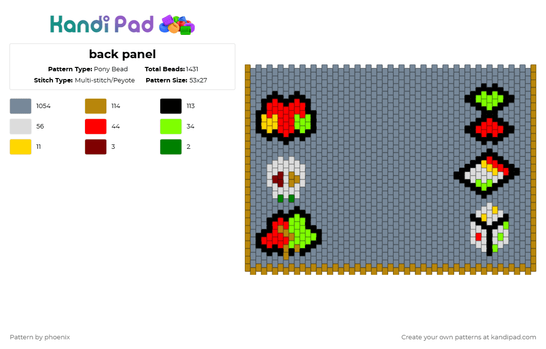 Back panel Pony Bead Pattern - Kandi Pad | Kandi Patterns, Fuse Bead ...