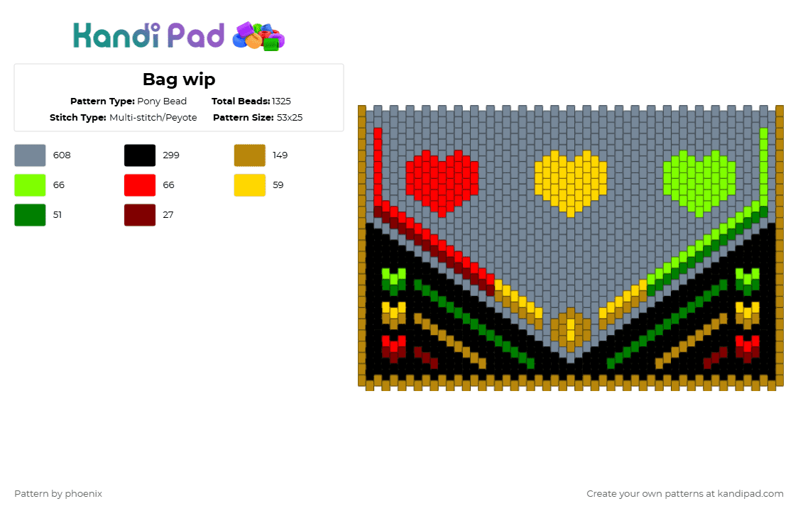 Bag wip - Pony Bead Pattern by phoenix on Kandi Pad - gray