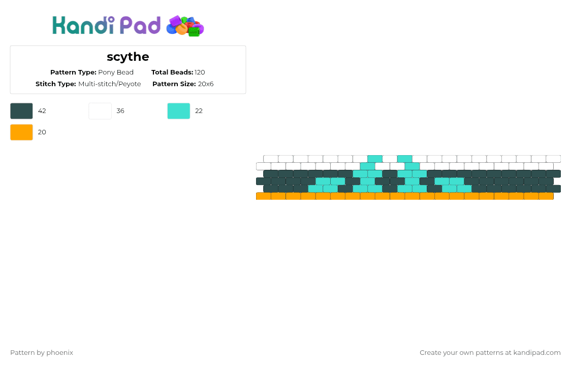 scythe - Pony Bead Pattern by phoenix on Kandi Pad - gray
