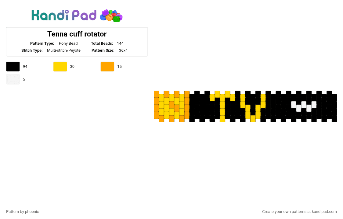 Tenna cuff rotator - Pony Bead Pattern by phoenix on Kandi Pad - antenna, black, deltarune, orange, spamtenna, tenna, undertale, yaoi, yellow