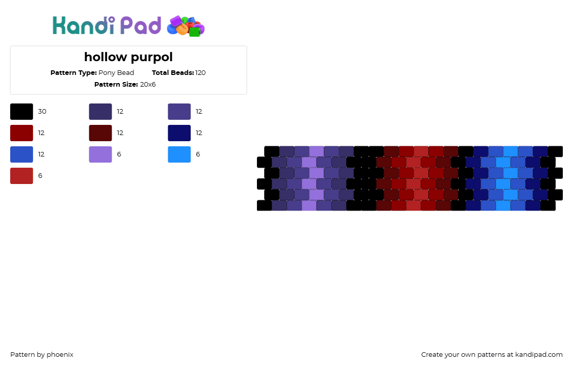 hollow purpol - Pony Bead Pattern by phoenix on Kandi Pad - purple,red,anime