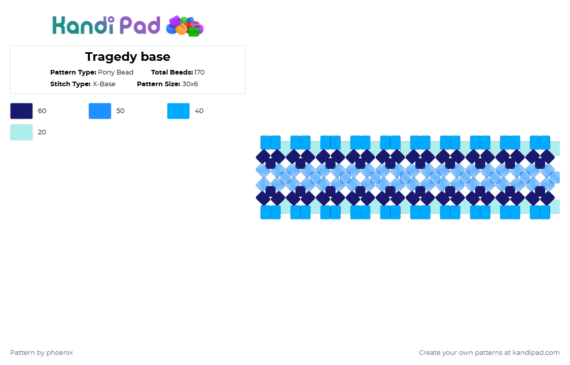 Tragedy base - Pony Bead Pattern by phoenix on Kandi Pad - light blue,purple