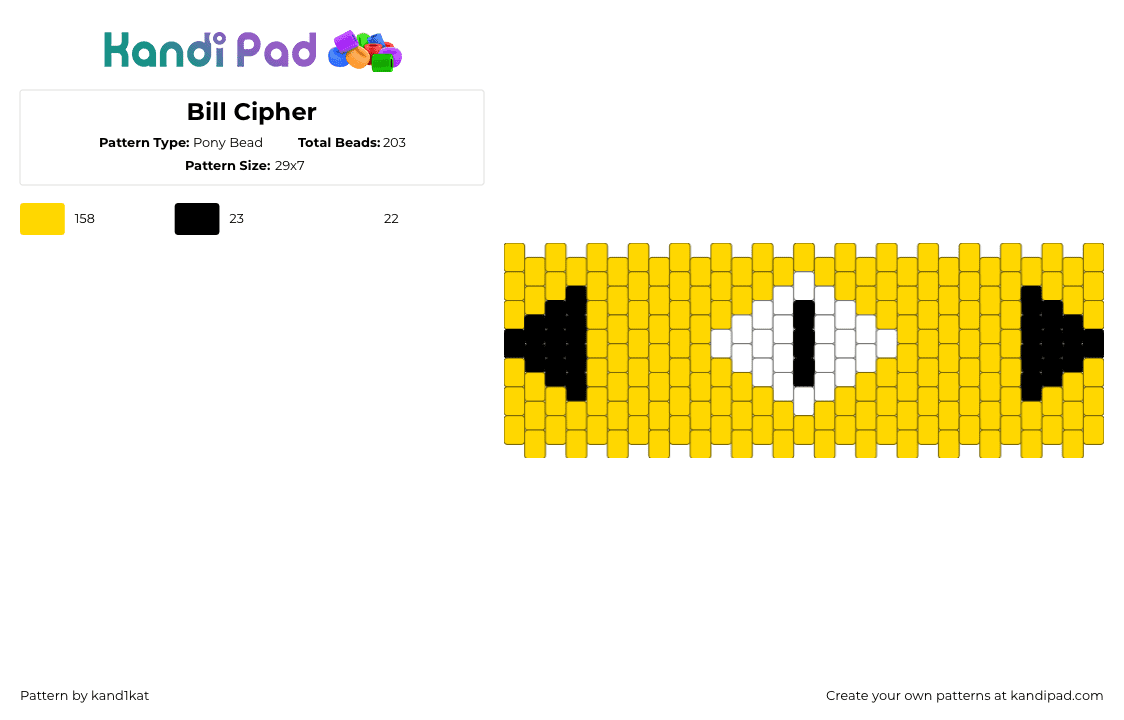 Bill Cipher - Pony Bead Pattern by kand1kat on Kandi Pad - yellow