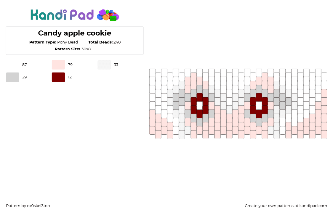 Candy apple cookie - Pony Bead Pattern by ex0skel3ton on Kandi Pad - white