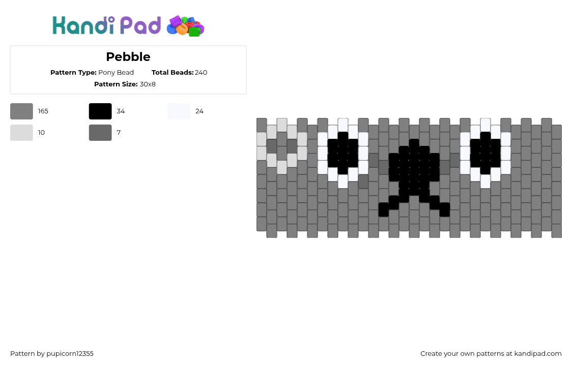 Pebble Pony Bead Pattern - Kandi Pad | Kandi Patterns, Fuse Bead ...