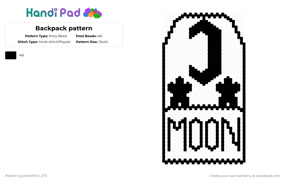 Backpack pattern - Pony Bead Pattern by ph4n70m_273 on Kandi Pad - black